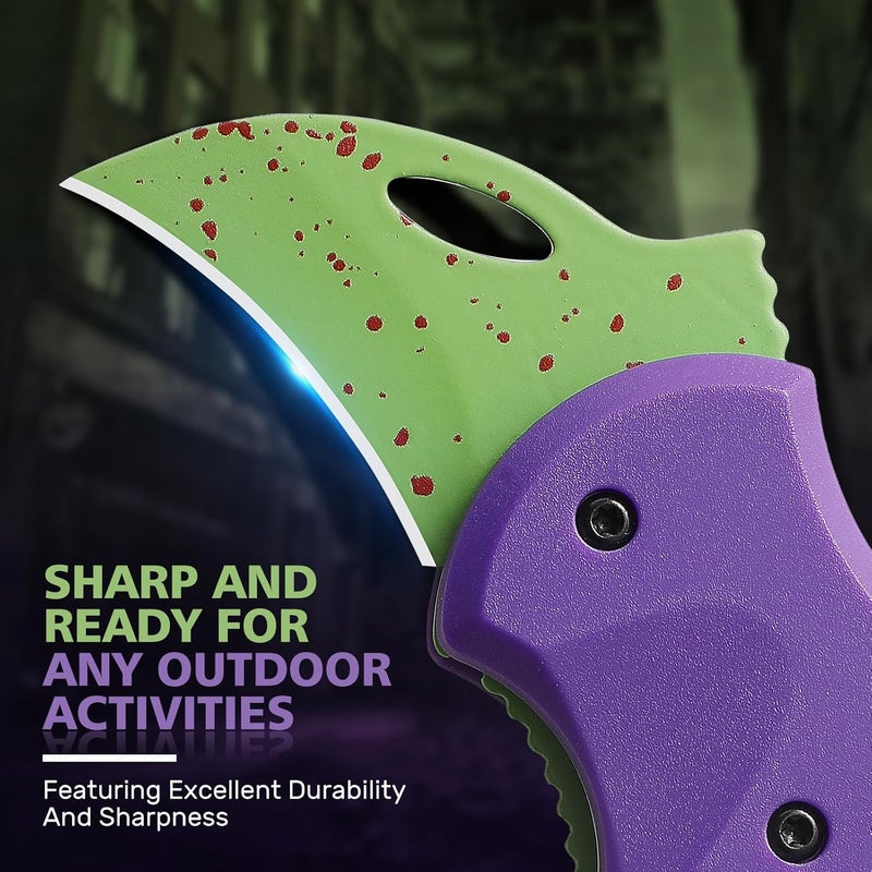 COOL PARD EDC Small Pocket Knife Gift for Men,1.34''Blade Keychain Knife,Cool Folding Knife Box Cutter，Mini EDC Knives for Everyday Carry,Small Gift for Women Men （Purple & Green） - Image 2